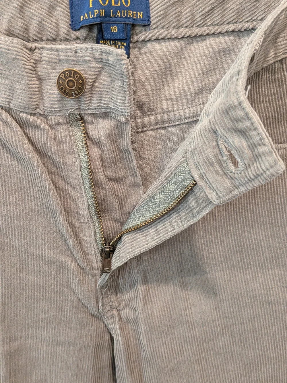 Polo Ralph Lauren khaki Corduroy Pants Size 18 Boy Old Money Preppy Kids classic